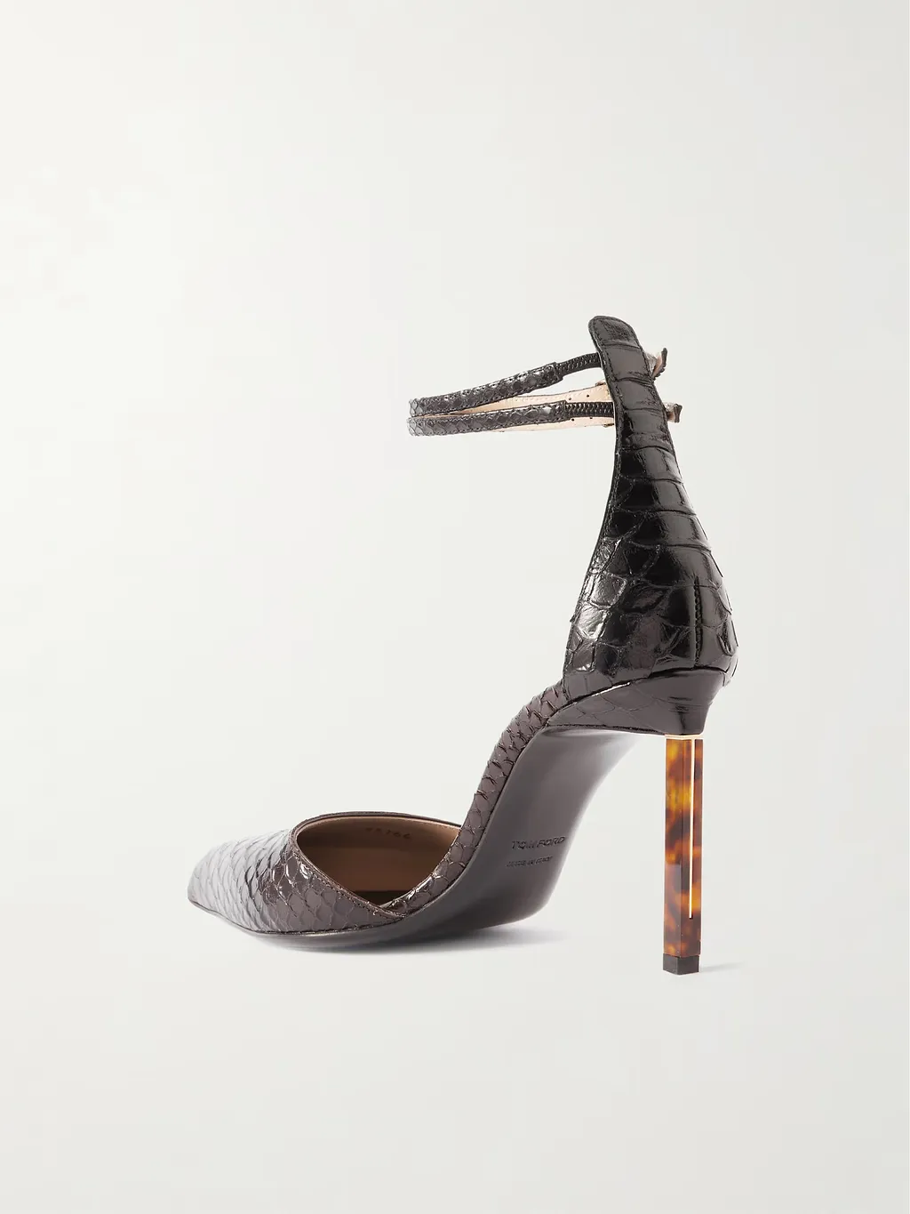 Snake-Print Leather High Heels