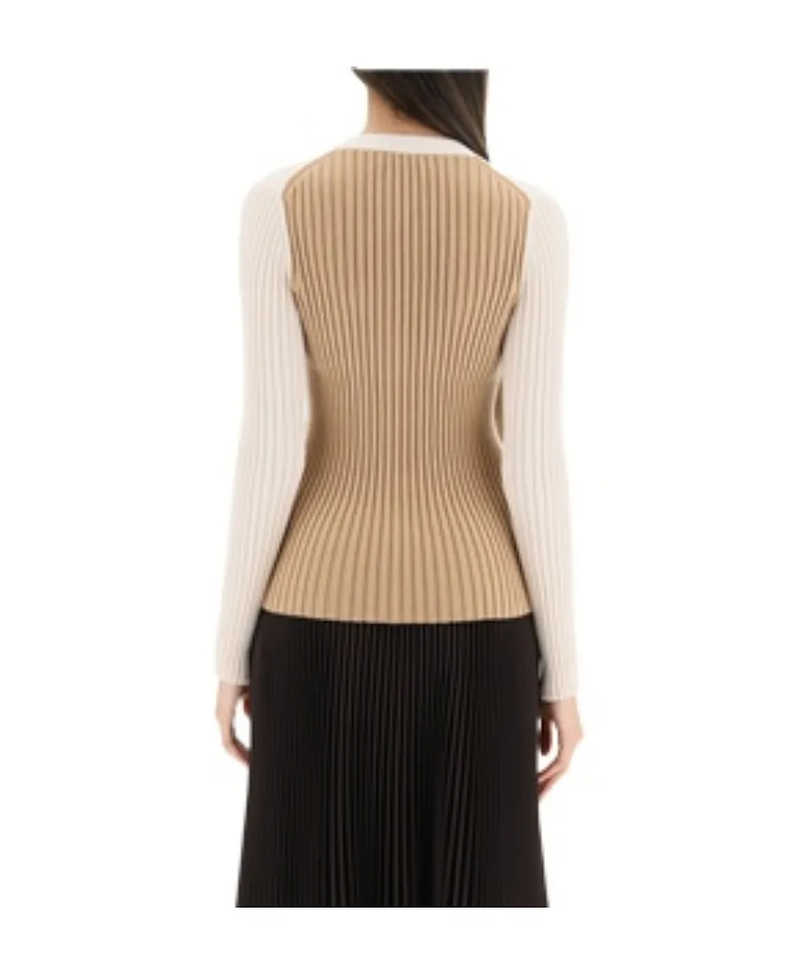 Ribbed-Knit Button-Up Cardigan