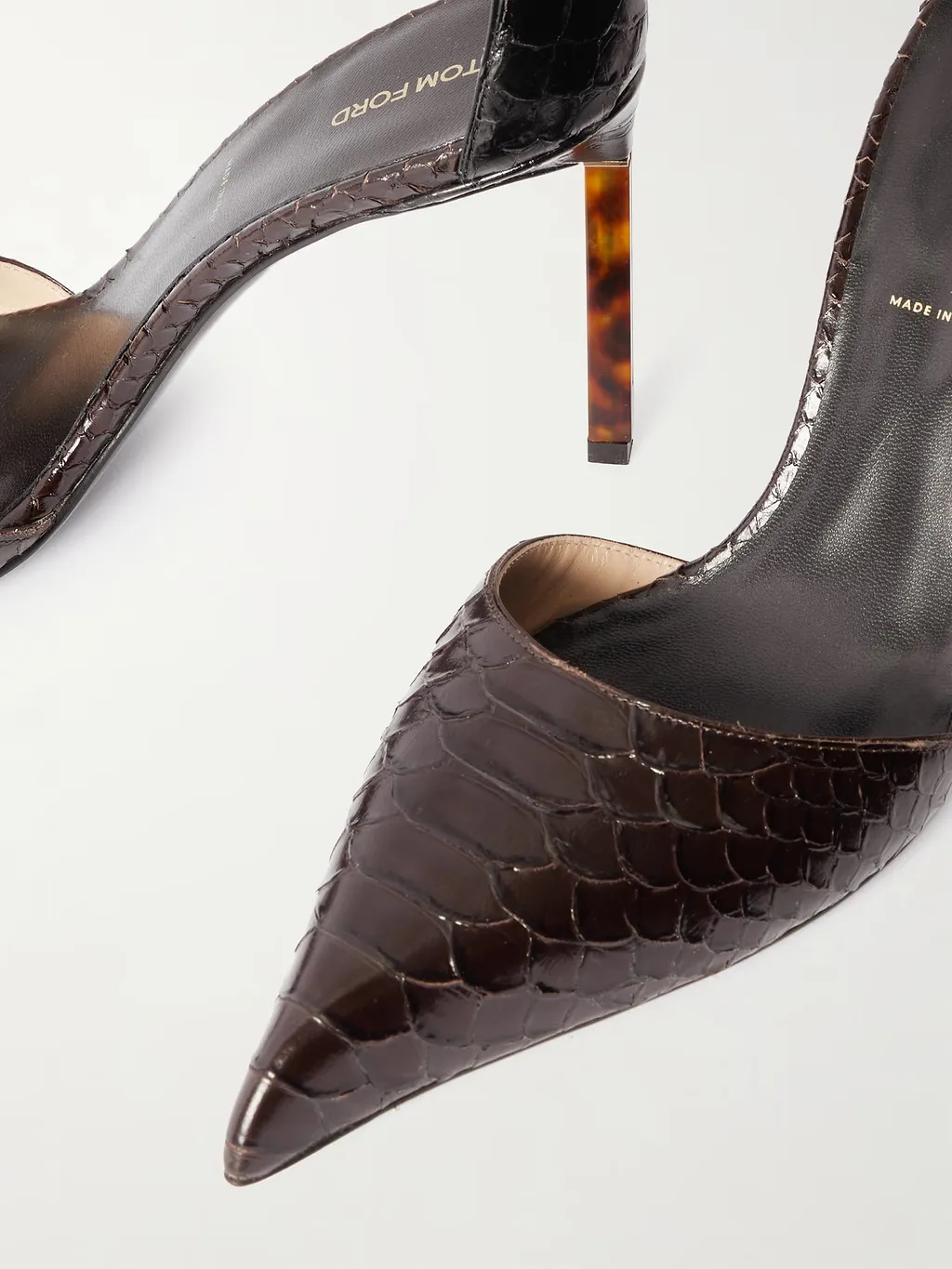 Snake-Print Leather High Heels