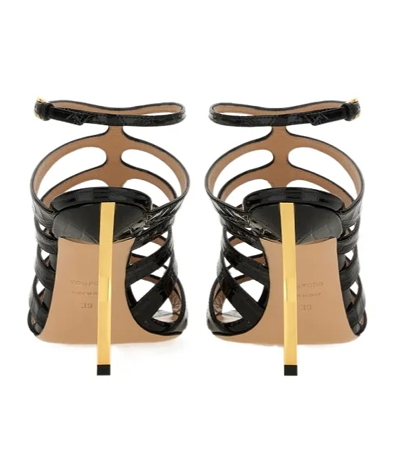 Tom Ford Caged Embossed Heeled Sandals