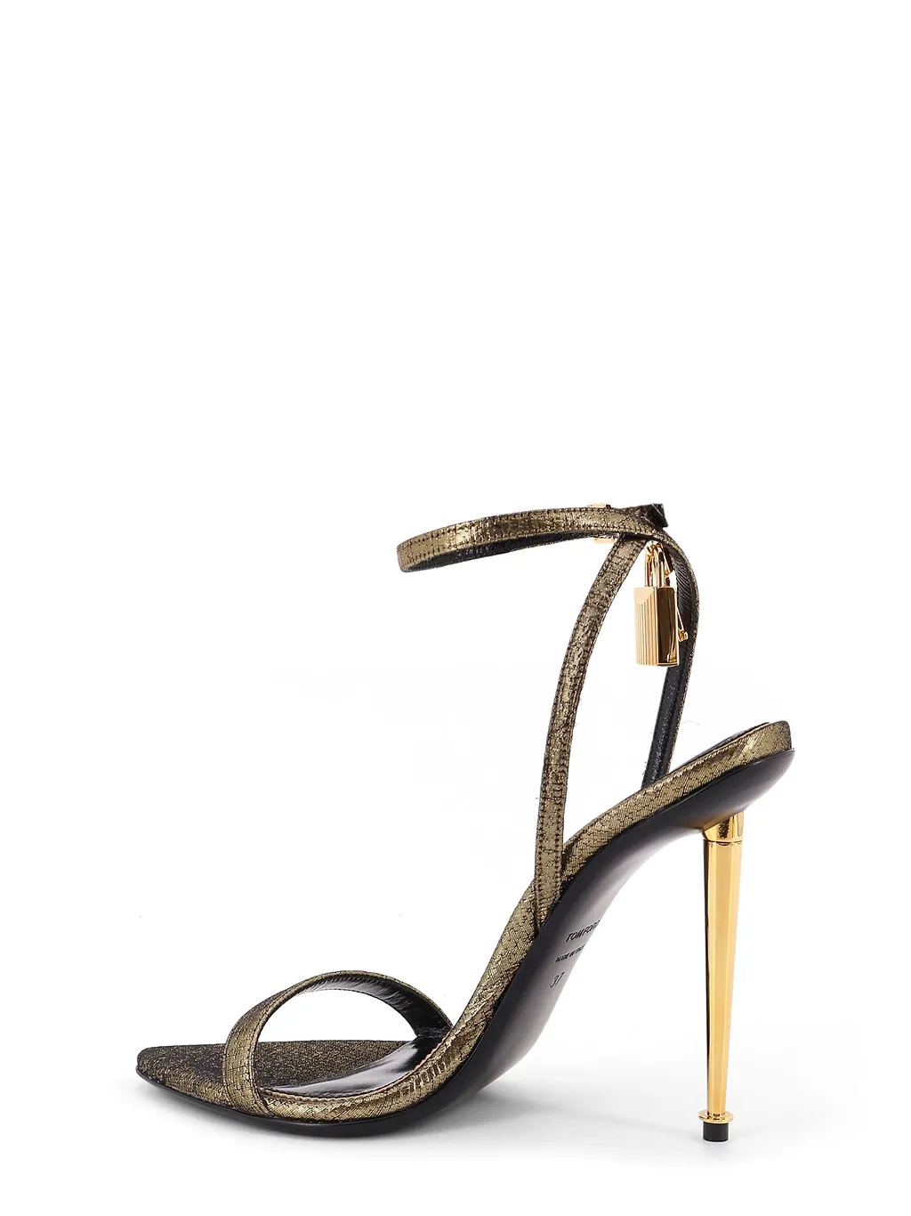 Tom Ford Hammered-Effect Padlock Pointy Sandals
