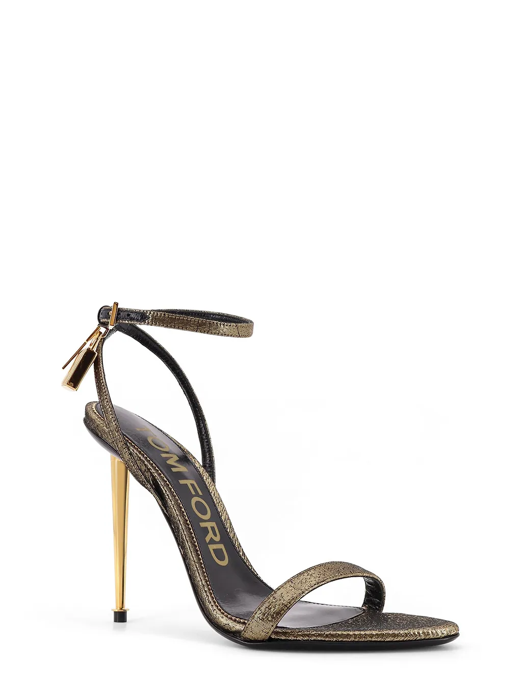 Tom Ford Hammered-Effect Padlock Pointy Sandals