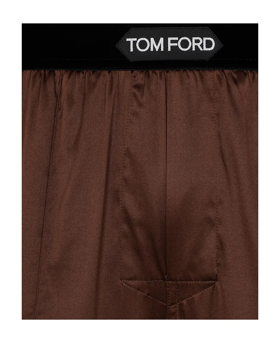 Tom Ford Logo Waistband Satin Pajama Trousers