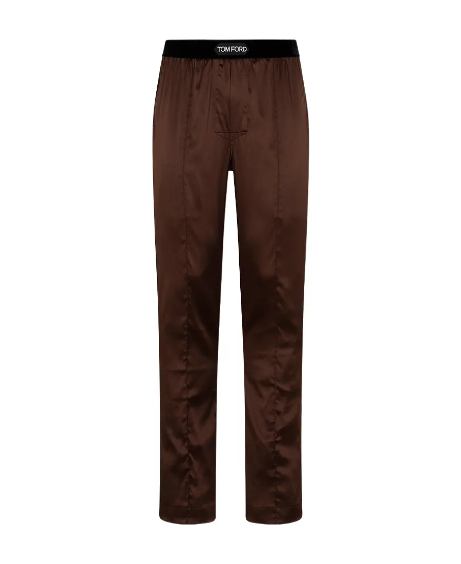 Tom Ford Logo Waistband Satin Pajama Trousers