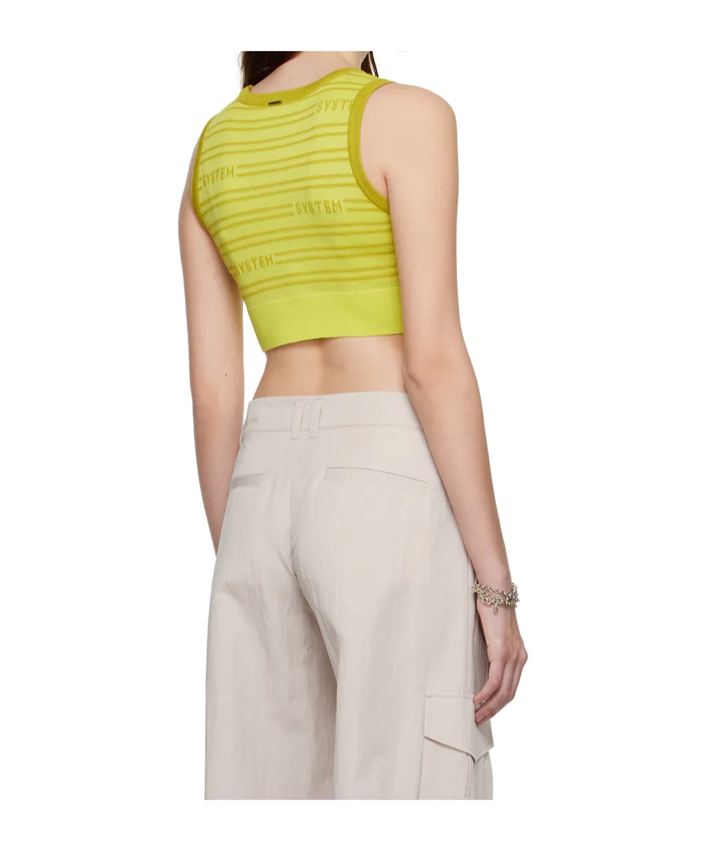 Cropped Wool Blend Vest