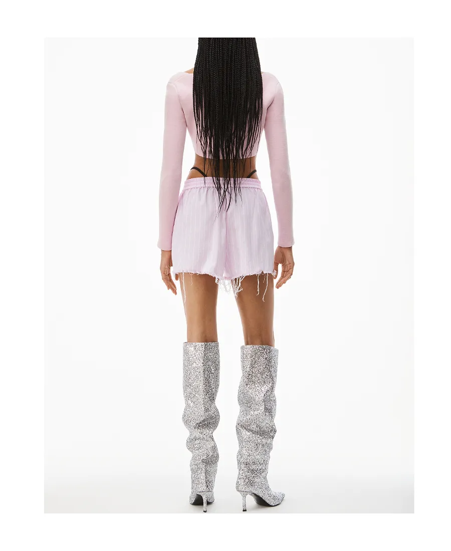 Crystal-Embellished Raw-Cut Shorts