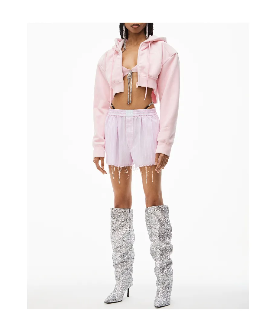 Crystal-Embellished Raw-Cut Shorts