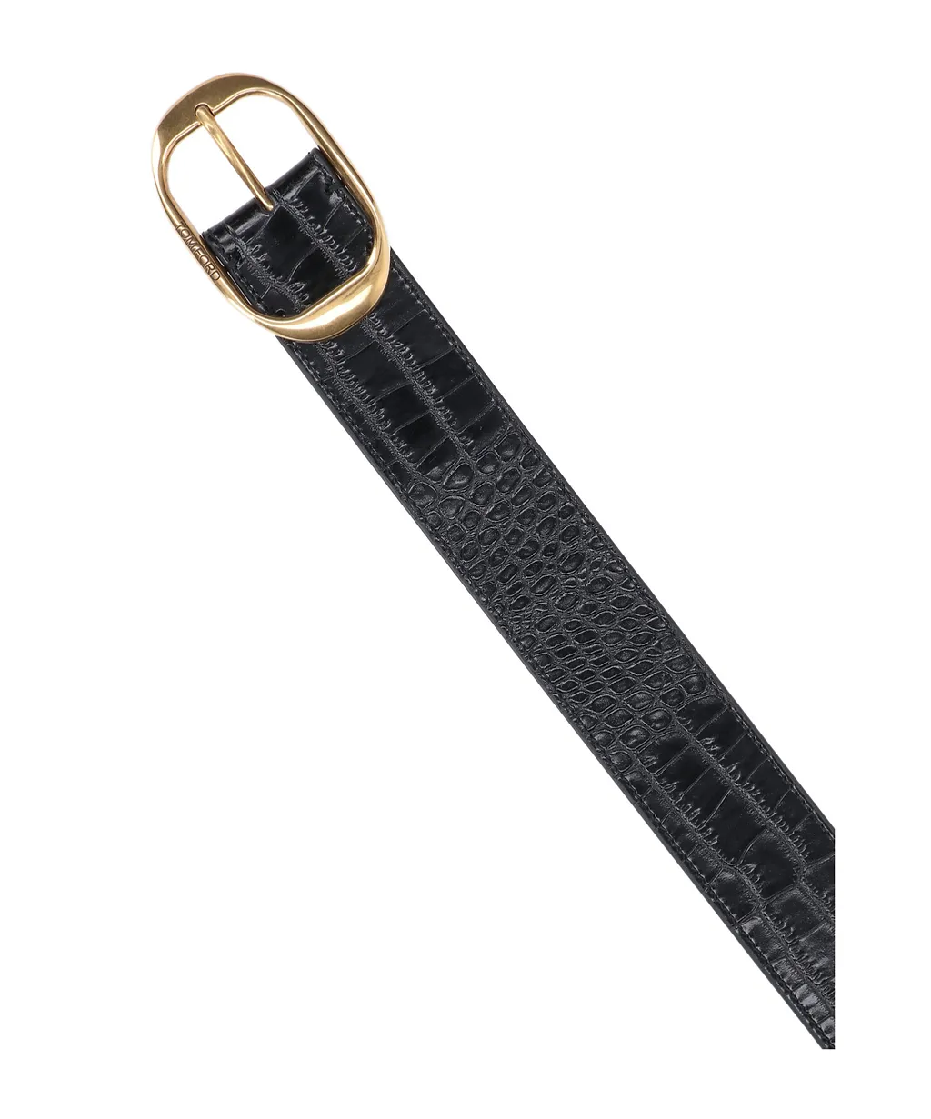 Tom Ford Printed Embossed Oval Buckled Belt