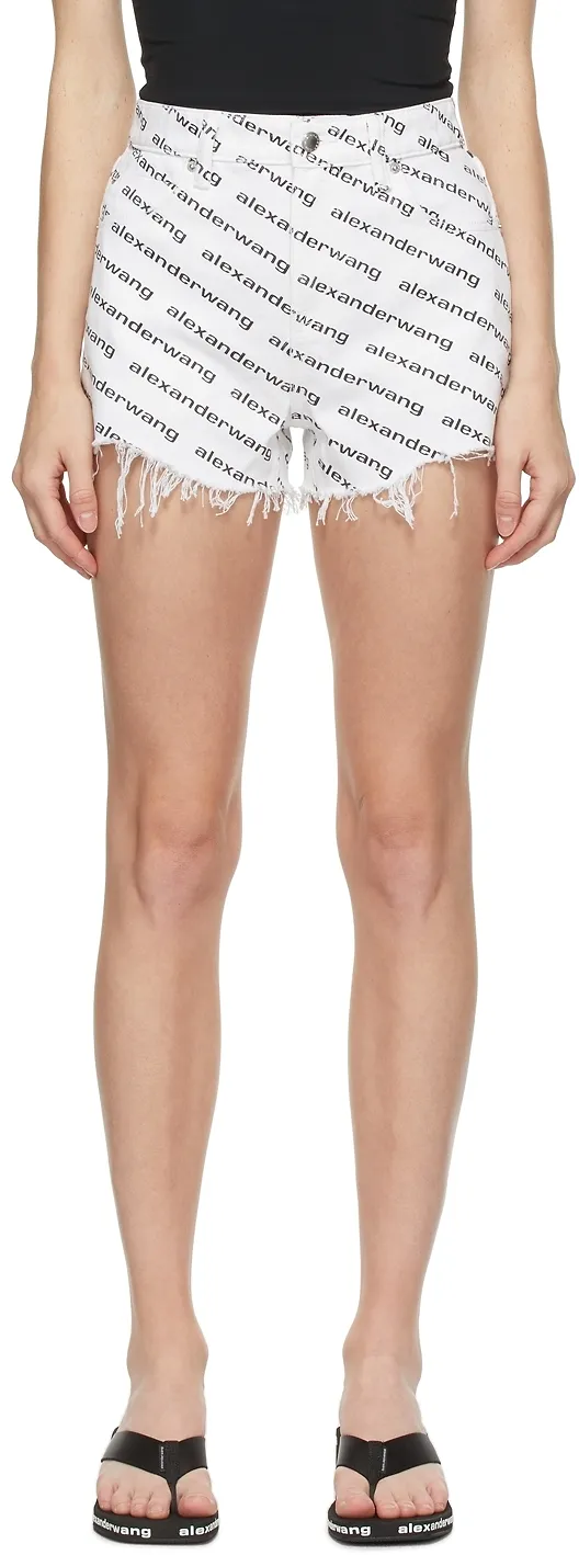 Logo Print Denim Shorts