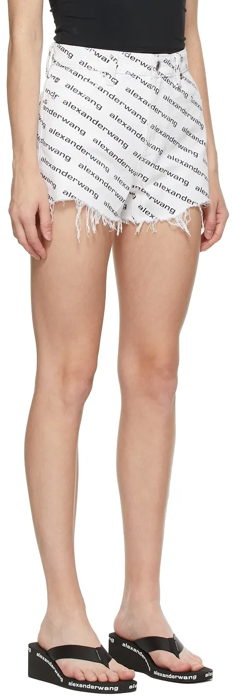 Logo Print Denim Shorts