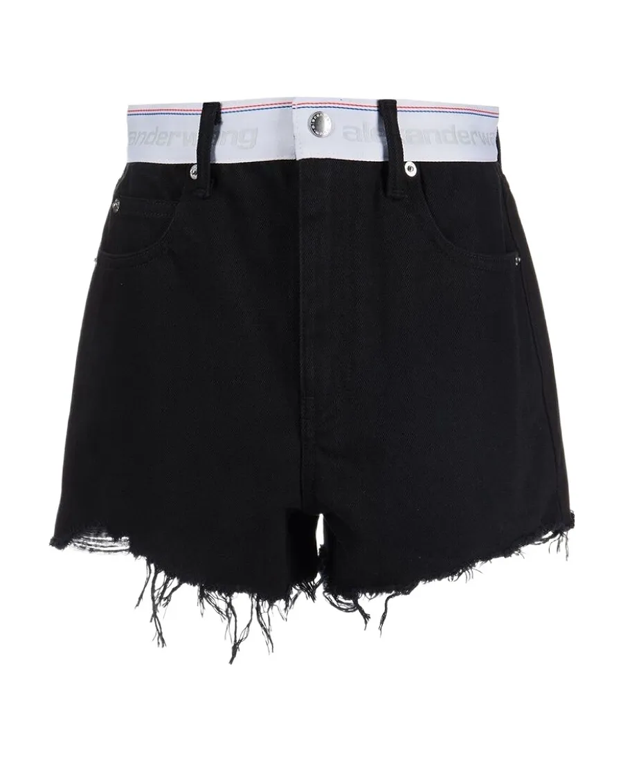 Logo-Waistband Denim Shorts