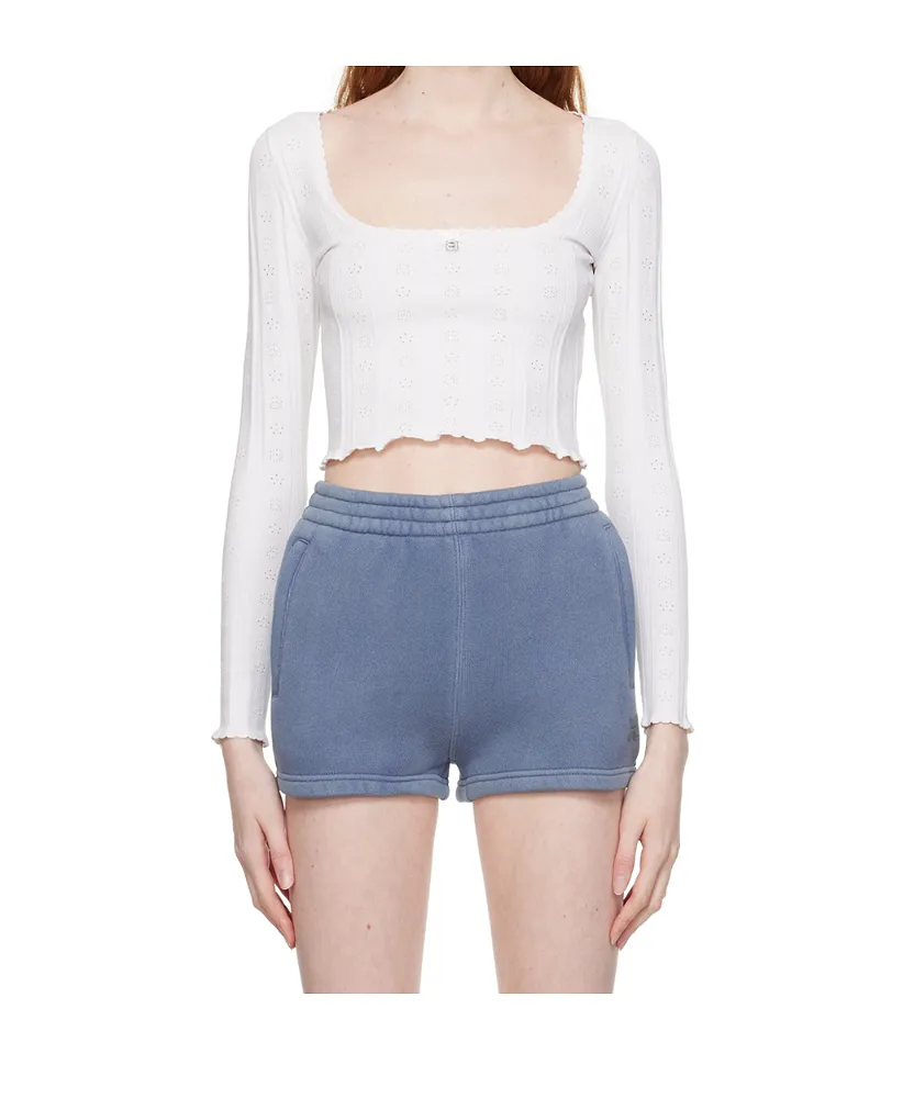 Pointelle-Knit Cropped Top