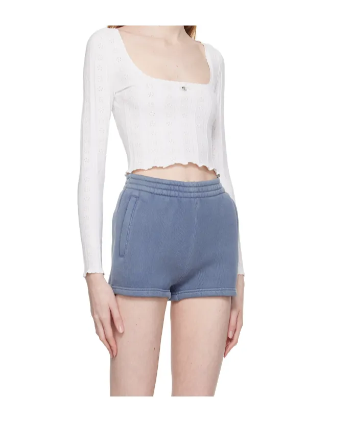 Pointelle-Knit Cropped Top