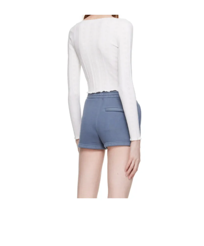 Pointelle-Knit Cropped Top