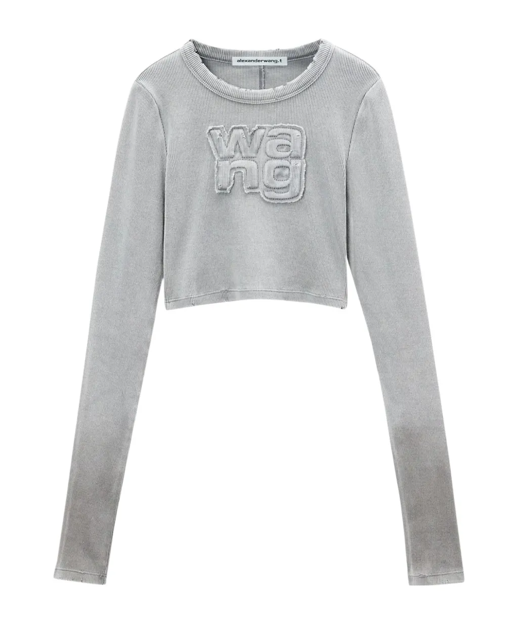 T By Alexander Wang Cropped Long-Sleeve Top