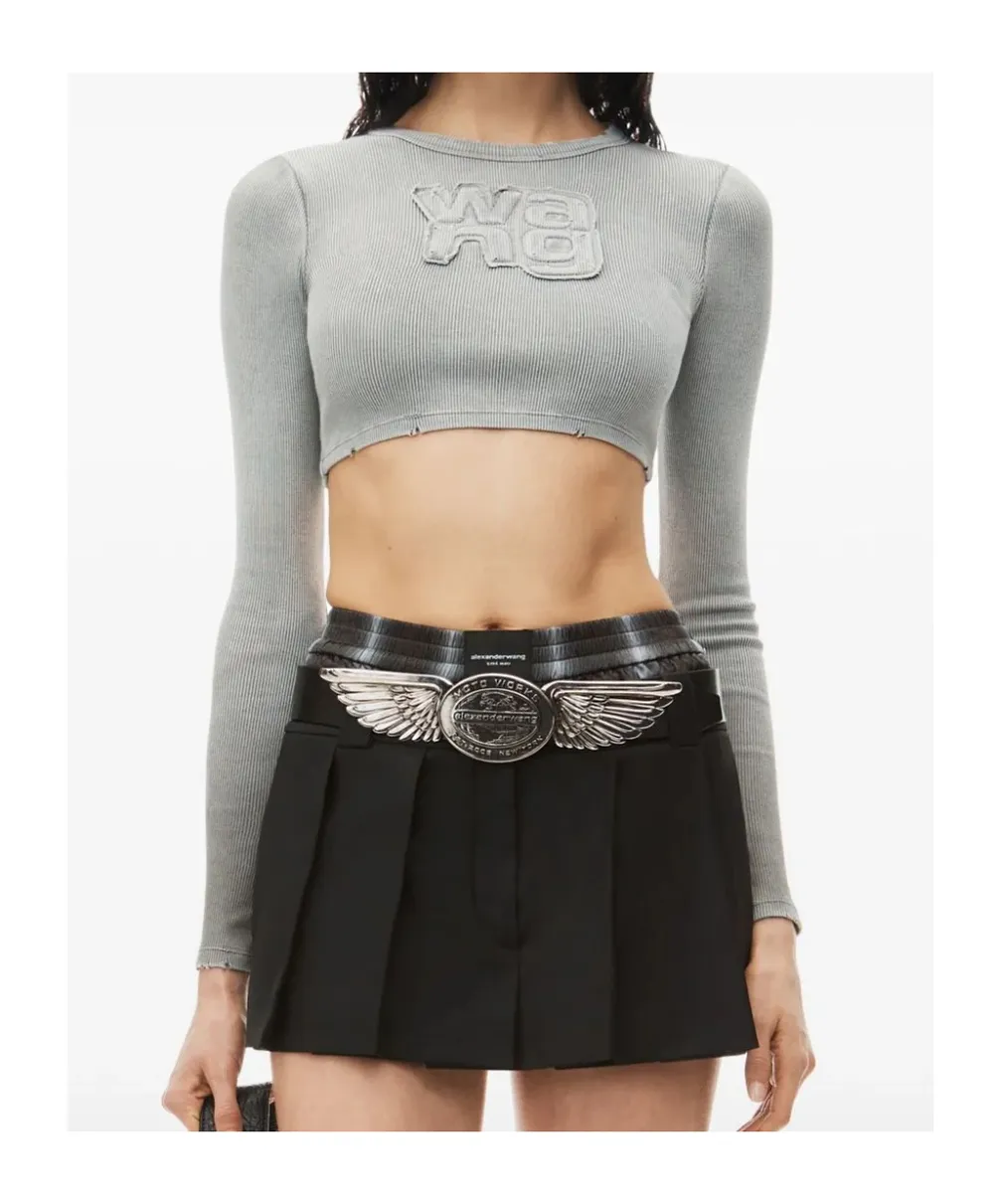 T By Alexander Wang Cropped Long-Sleeve Top