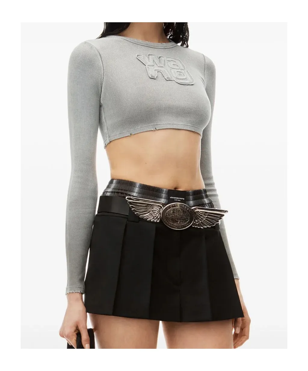 T By Alexander Wang Cropped Long-Sleeve Top