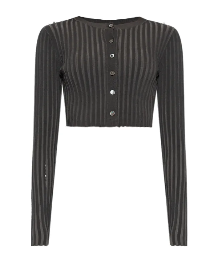 T By Alexander Wang Logo Embroidered Cropped Cardigan