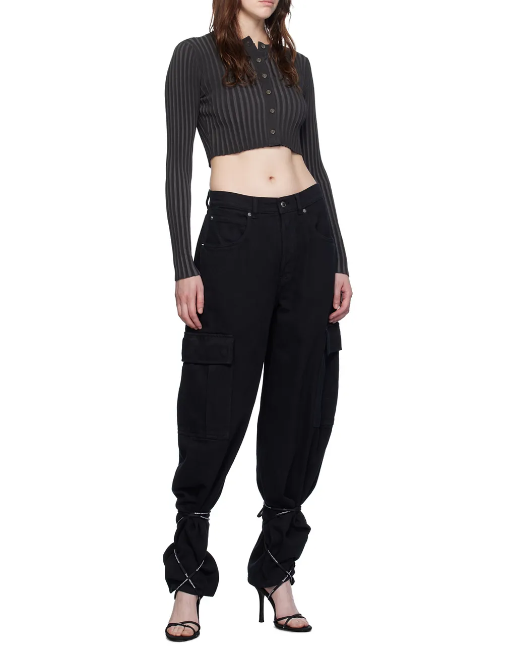 T By Alexander Wang Logo Embroidered Cropped Cardigan