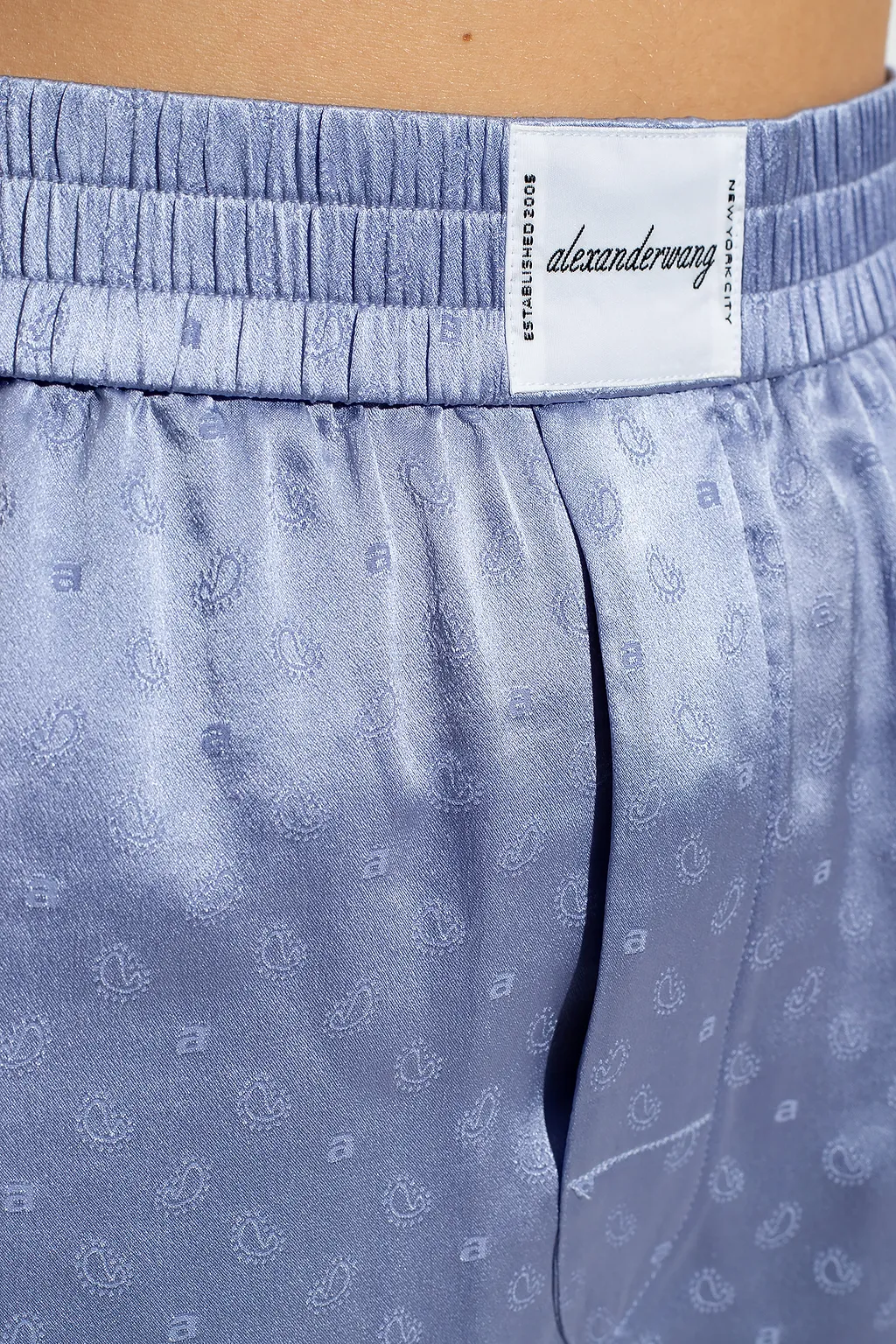 T By Alexander Wang Logo Patch Paisley-Detailed Shorts