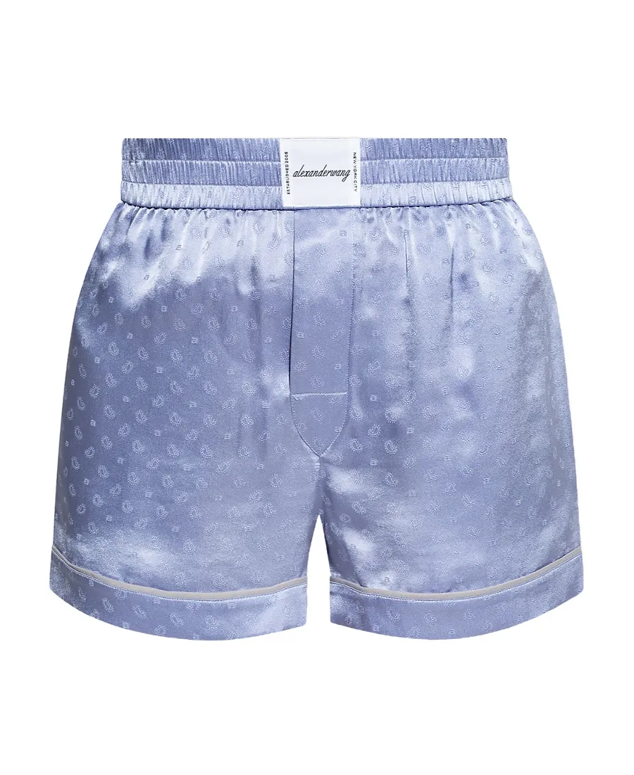 T By Alexander Wang Logo Patch Paisley-Detailed Shorts