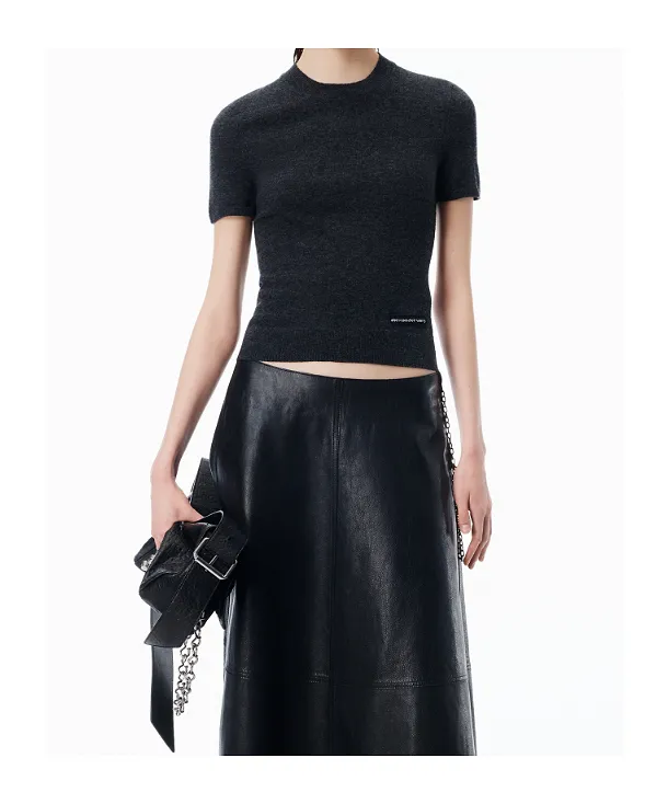 T By Alexander Wang Logo Patch Crewneck Knitted T-Shirt