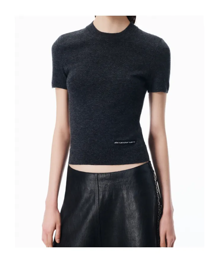 T By Alexander Wang Logo Patch Crewneck Knitted T-Shirt