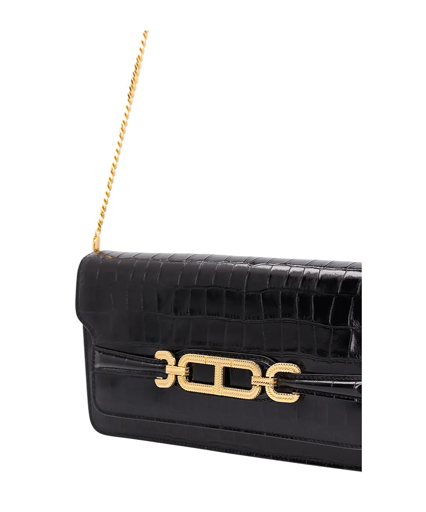 Whitney Crocodile-Embossed Shoulder Bag