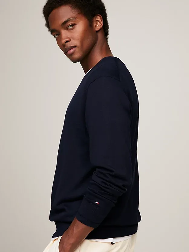 Flag Embroidery Round Neck Sweater