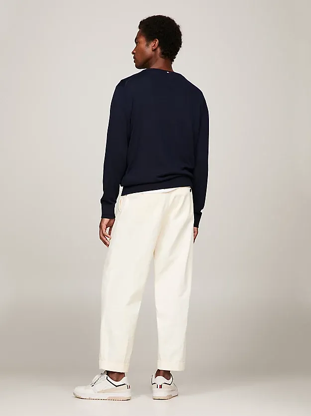 Flag Embroidery Round Neck Sweater