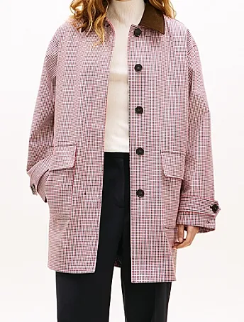 Water Repellent Check Oversized 2-In-1 Coat
