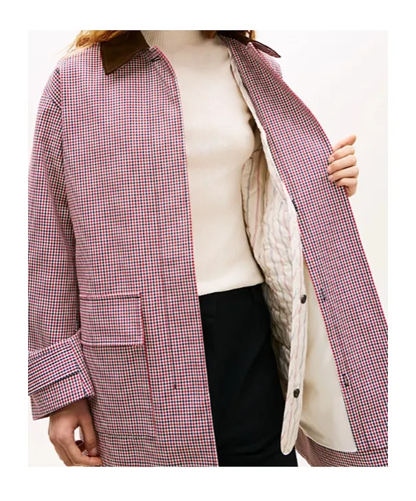 Water Repellent Check Oversized 2-In-1 Coat