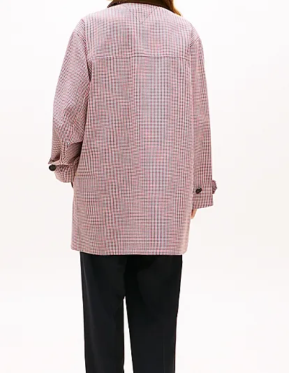 Water Repellent Check Oversized 2-In-1 Coat