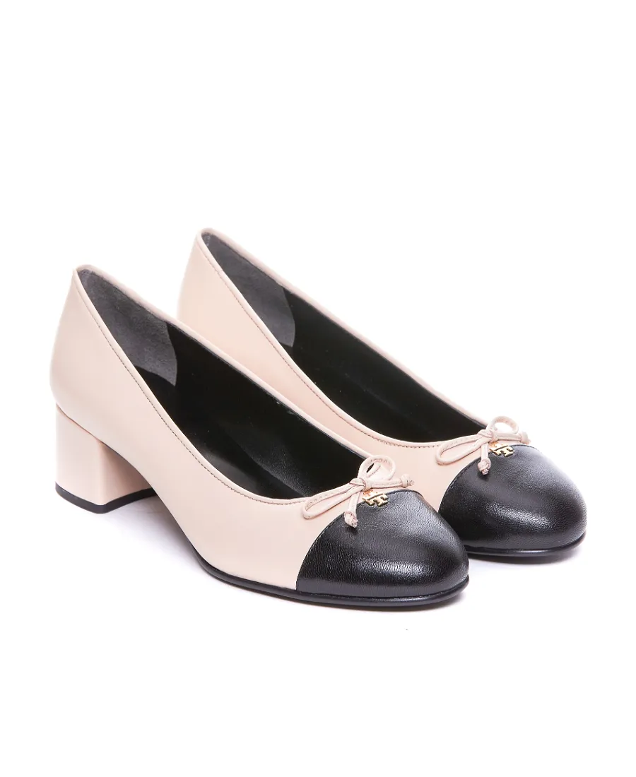 Tory Burch Logo Plaque Round-Toe Pumps