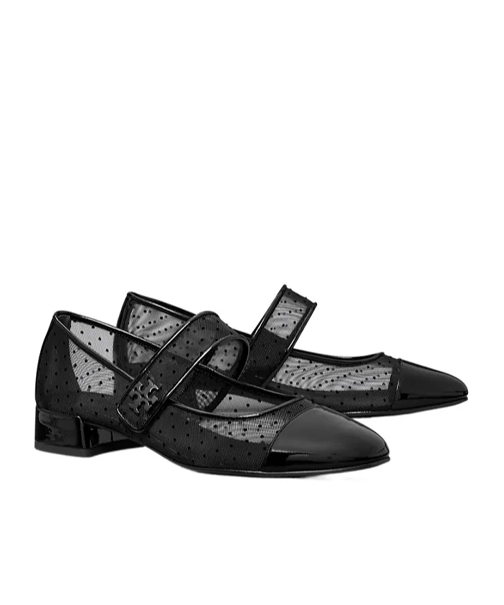Tory Burch Mesh Mary Jane Heeled Ballet Shoes