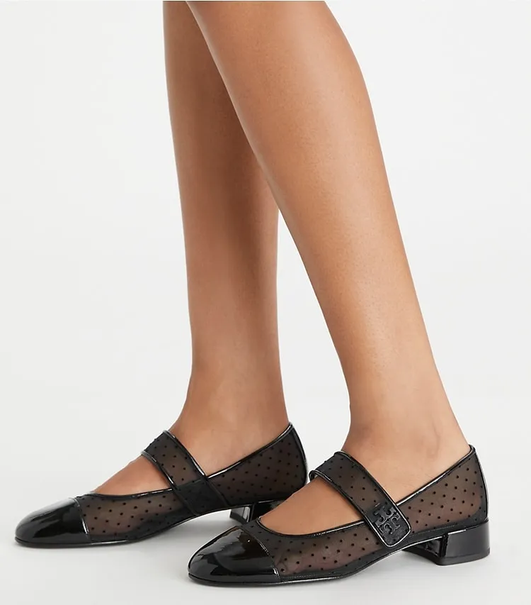 Tory Burch Mesh Mary Jane Heeled Ballet Shoes