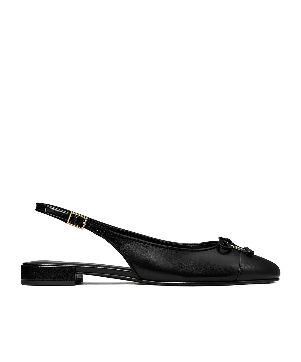 Tory Burch Cap-Toe Bow Detailed Slingback Flats