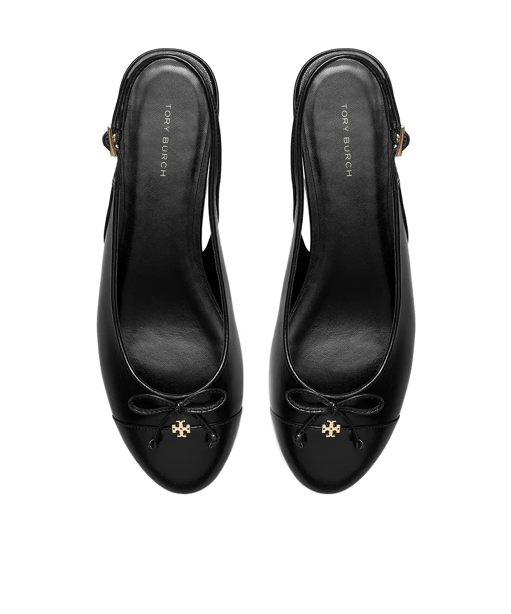 Tory Burch Cap-Toe Bow Detailed Slingback Flats