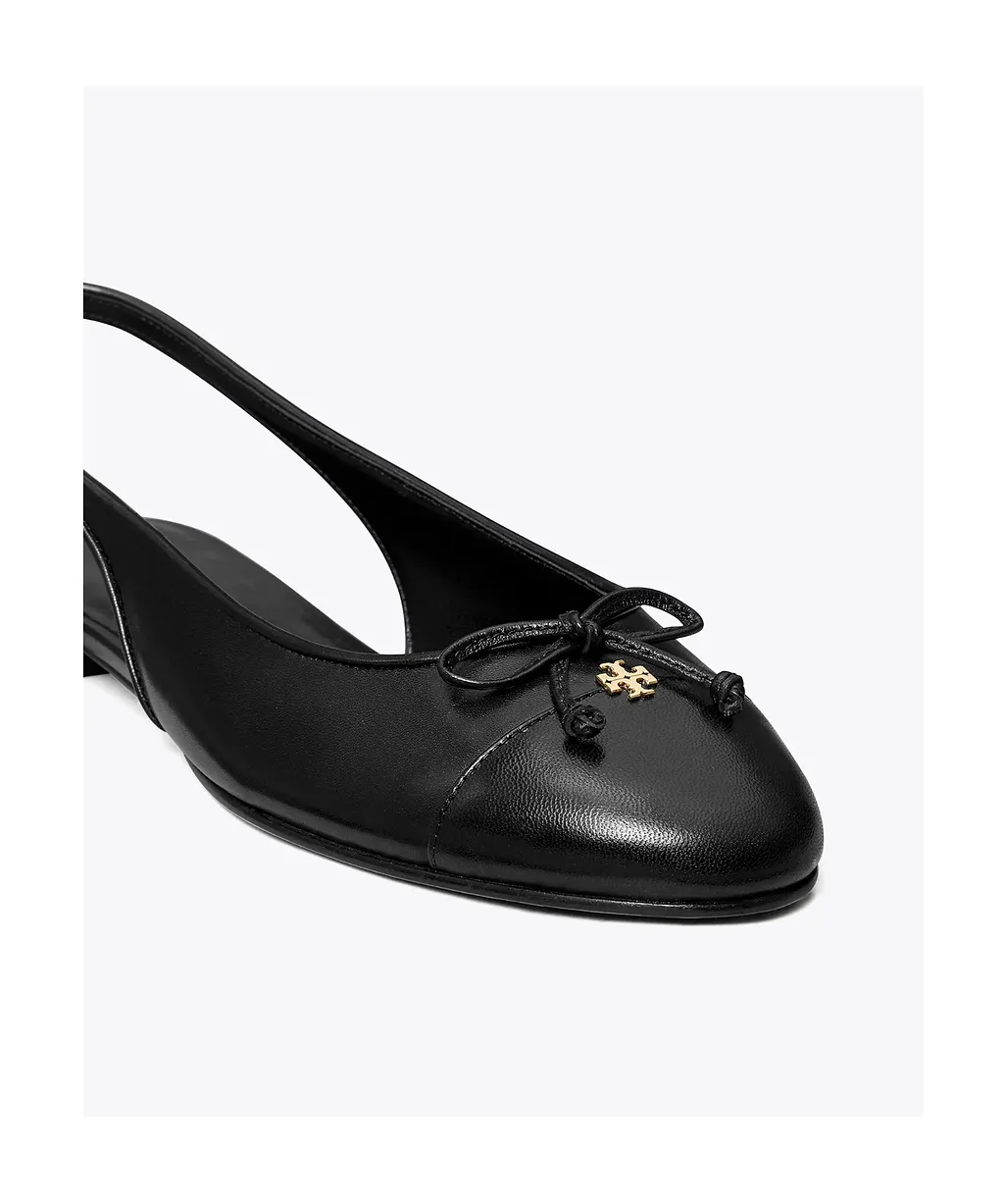 Tory Burch Cap-Toe Bow Detailed Slingback Flats