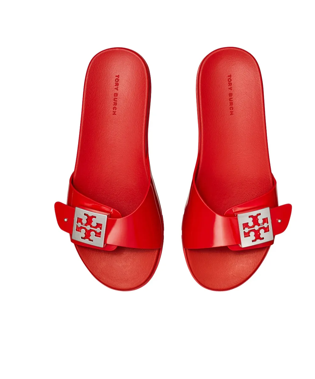 Tory Burch Logo-Buckle Slip On Slides