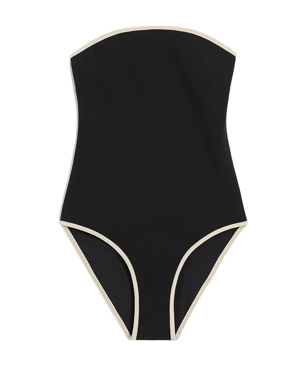 TotÊMe Stripe Edge Strapless Swimsuit
