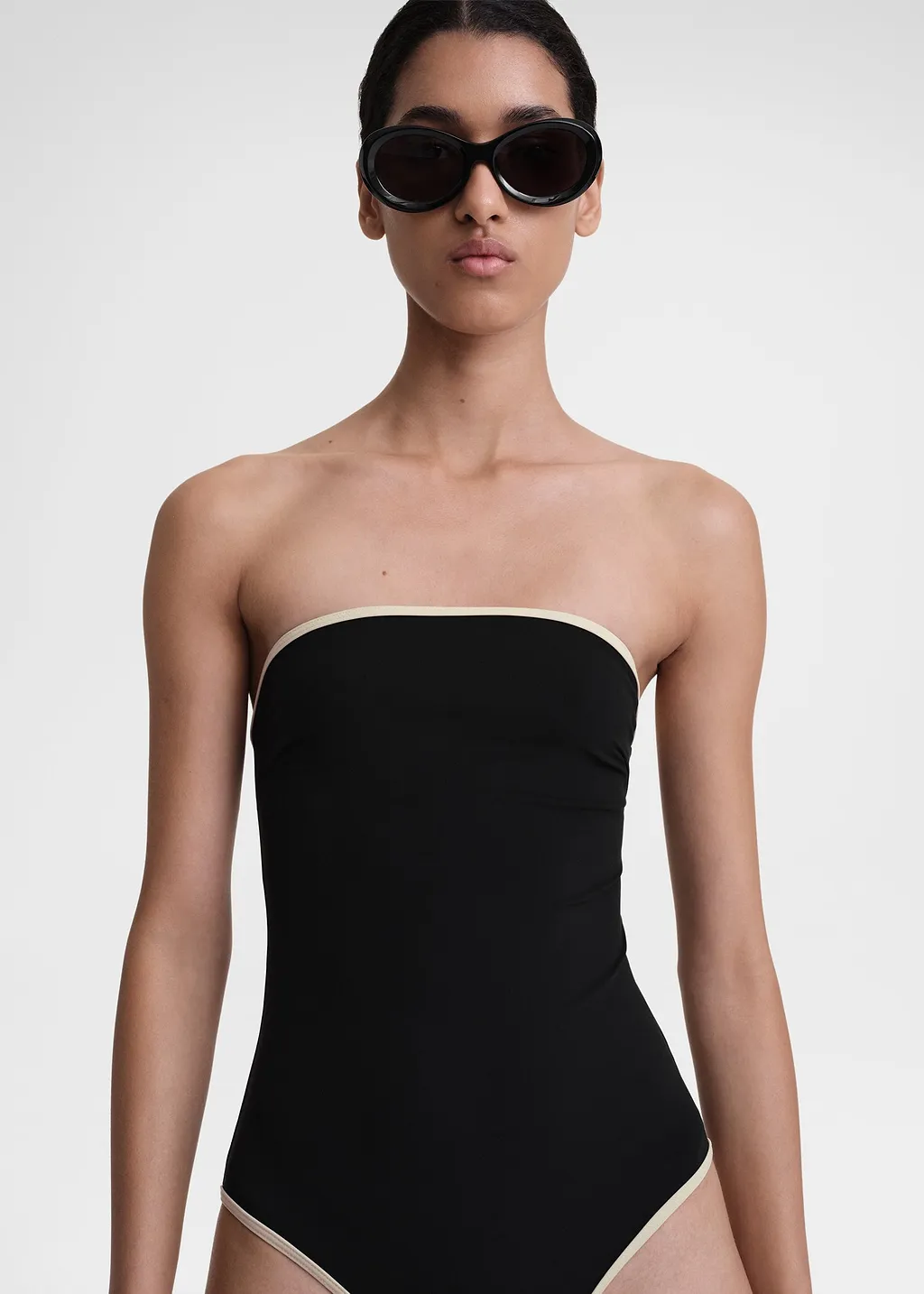 TotÊMe Stripe Edge Strapless Swimsuit