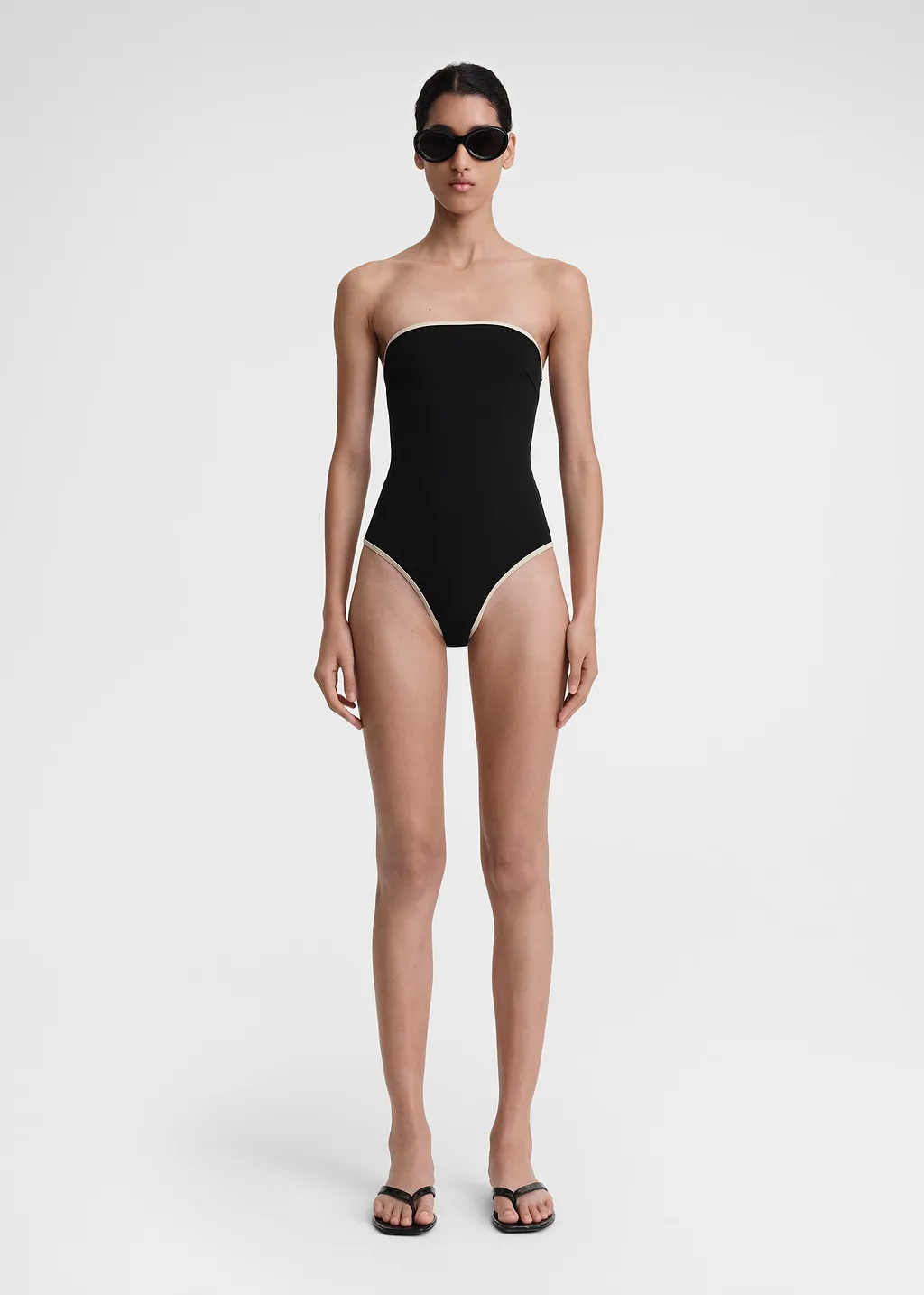 TotÊMe Stripe Edge Strapless Swimsuit