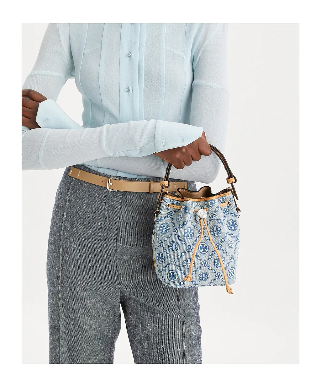 Tory Burch T Monogram Drawstring Bucket Bag