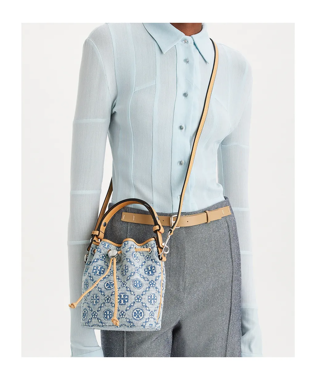 Tory Burch T Monogram Drawstring Bucket Bag