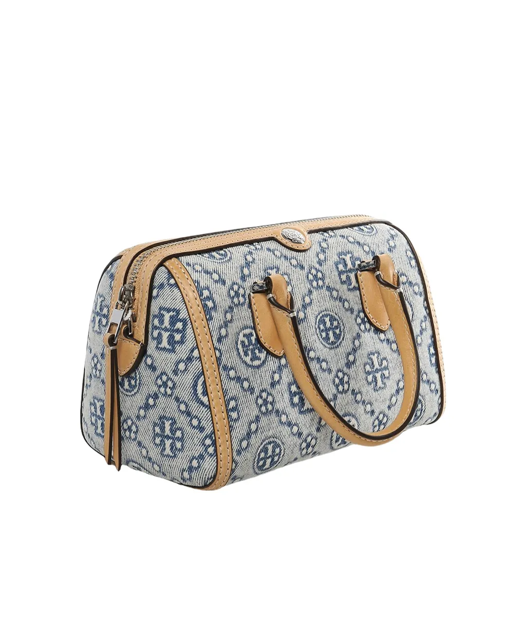 Tory Burch T Monogram Denim Petite Barrel Bag
