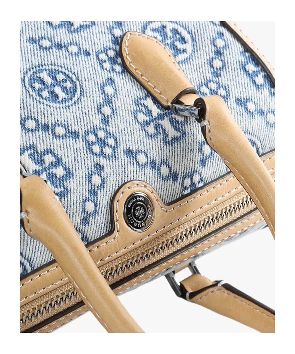 Tory Burch T Monogram Denim Petite Barrel Bag
