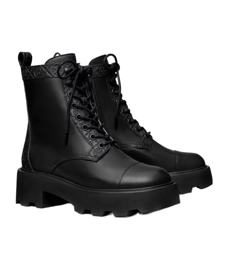 Tory Burch T Monogram Lace-Up Ankle Boots
