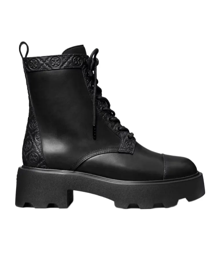 Tory Burch T Monogram Lace-Up Ankle Boots