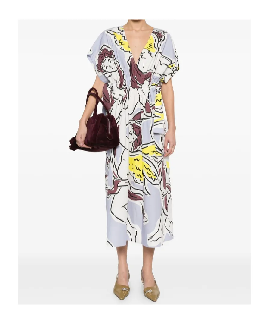 Tory Burch Patterned V-Neck Midi Dress